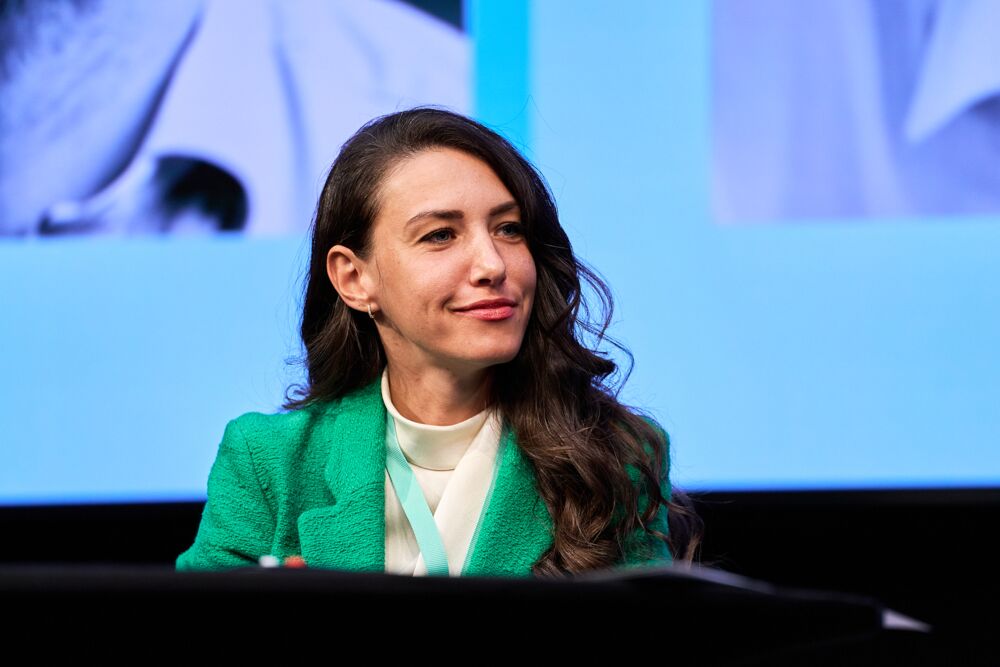Teodora on a conference panel