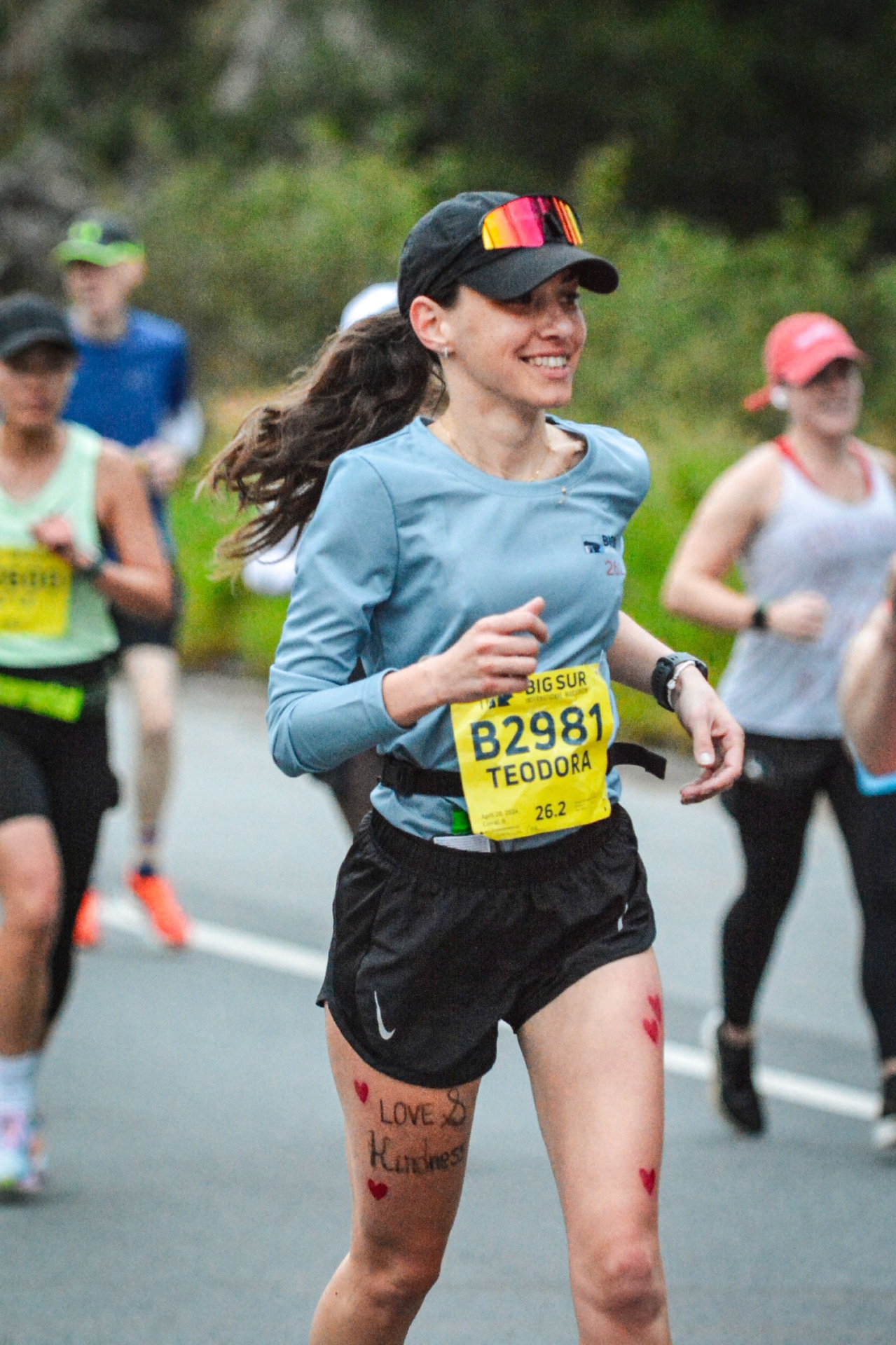 Teodora running the Big Sur marathon